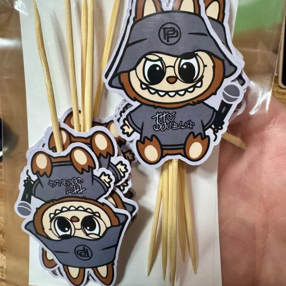Tito double p labubu themed Cupcake Toppers